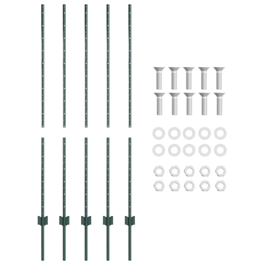 Hekpalen 10 Pcs Groen 140 Cm Staal