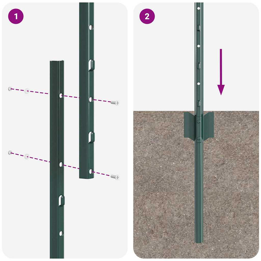 Hekpalen 10 Pcs Groen 140 Cm Staal