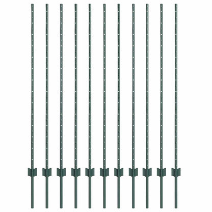 Hekpalen 22 Pcs Groen 140 Cm Staal