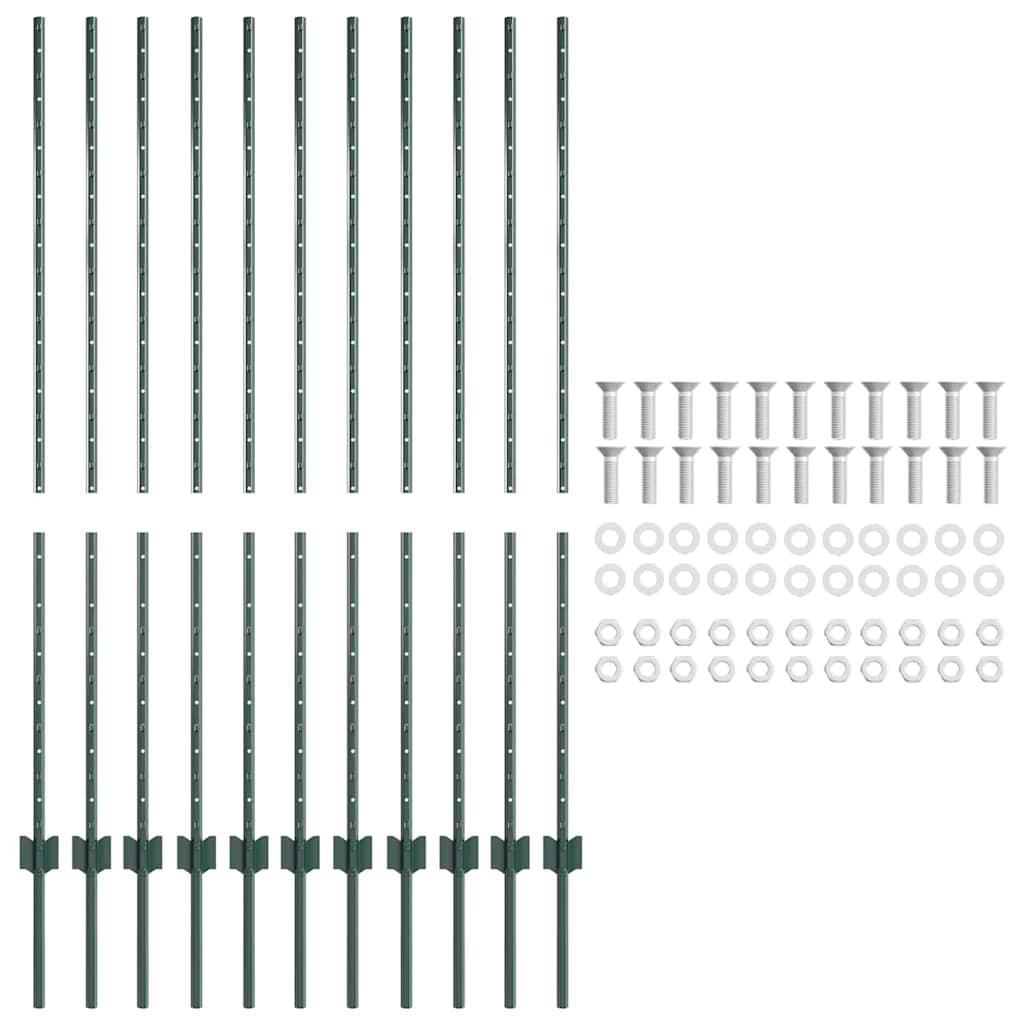 Hekpalen 22 Pcs Groen 140 Cm Staal