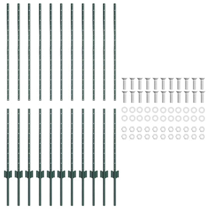 Hekpalen 22 Pcs Groen 140 Cm Staal
