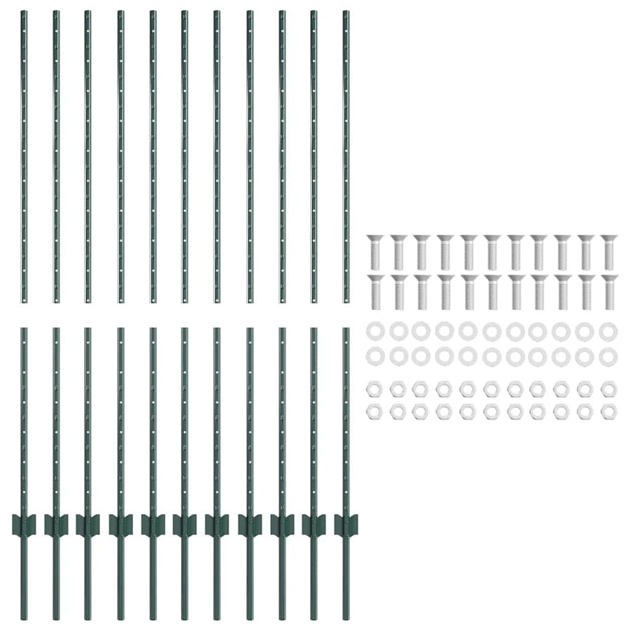 Hekpalen 22 Pcs Groen 140 Cm Staal