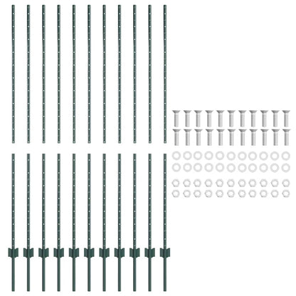 Hekpalen 22 Pcs Groen 150 Cm Staal
