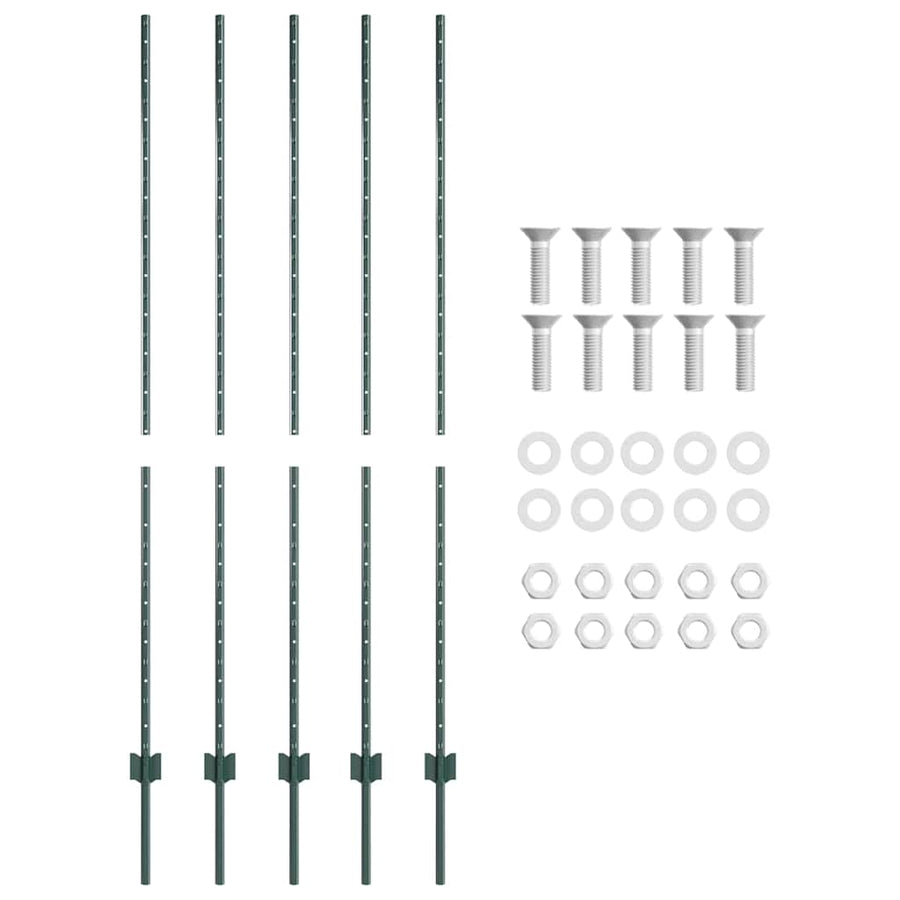 Hekpalen 10 Pcs Groen 160 Cm Staal