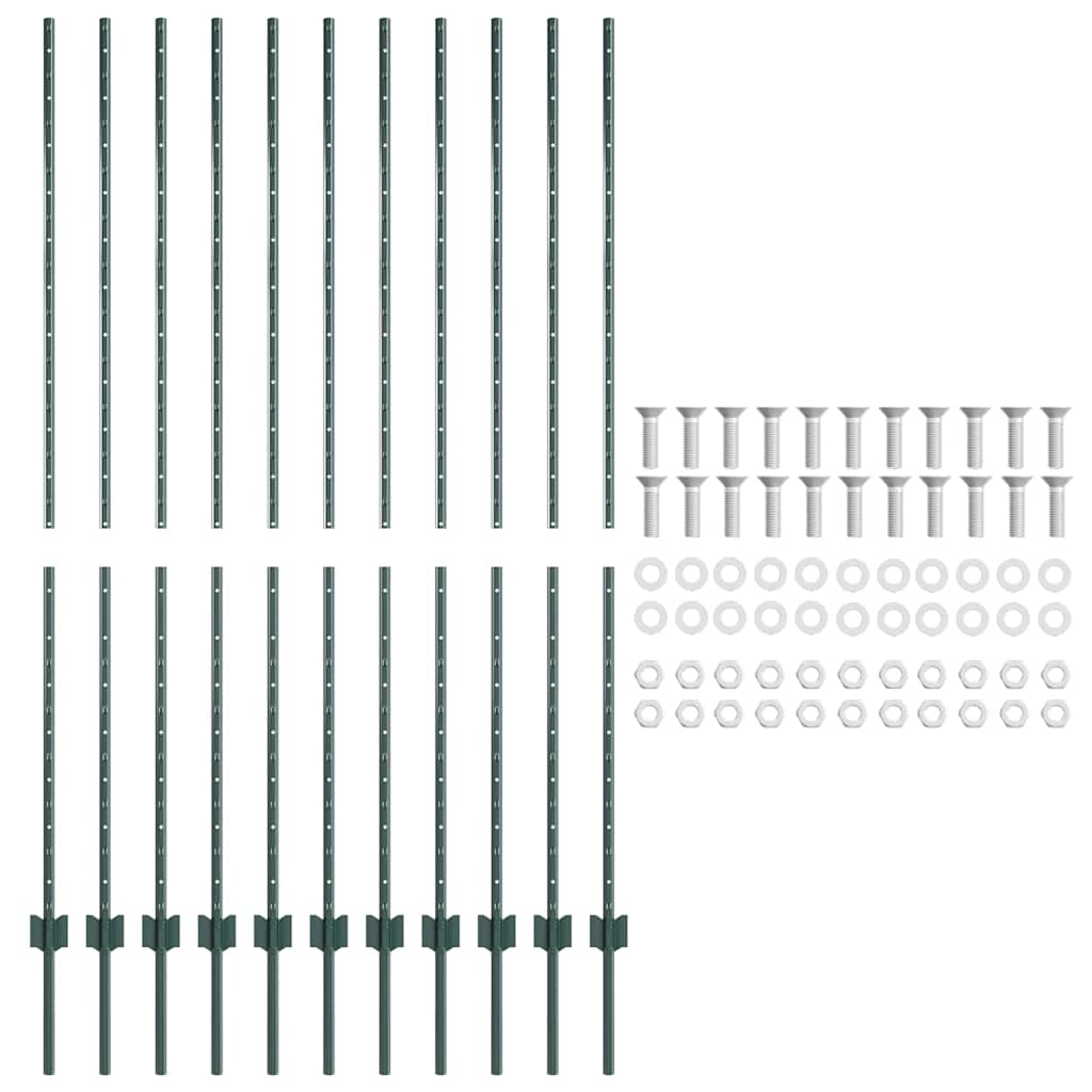 Hekpalen 22 Pcs Groen 160 Cm Staal