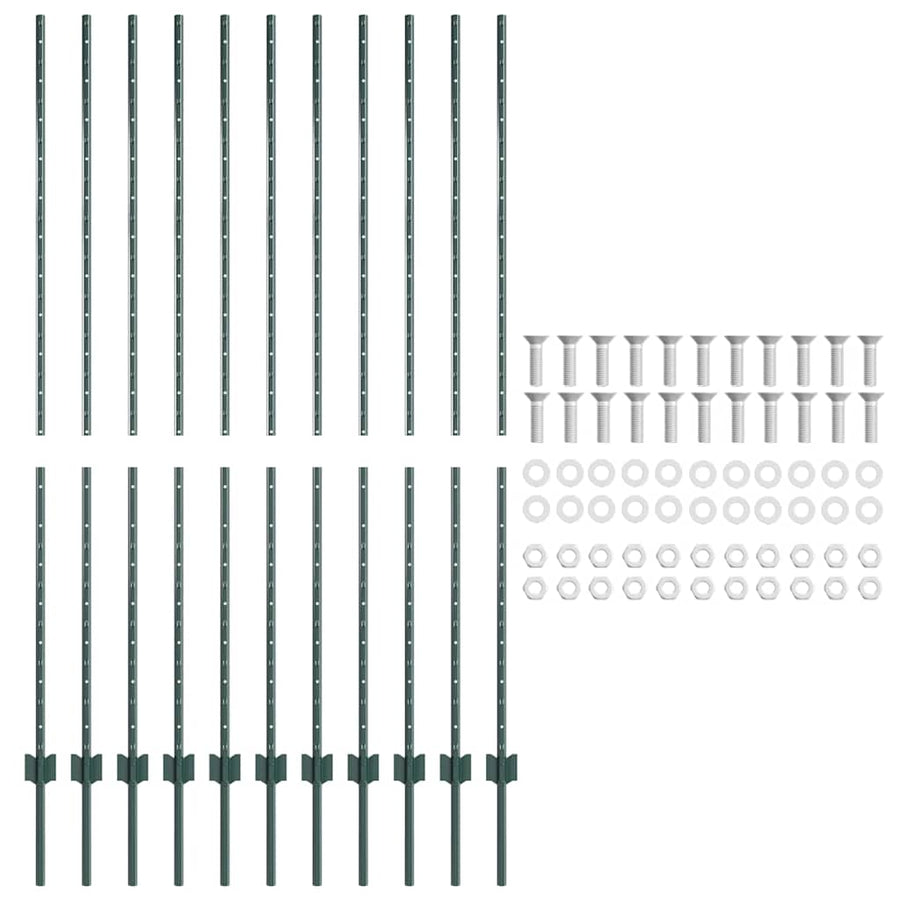 Hekpalen 22 Pcs Groen 160 Cm Staal