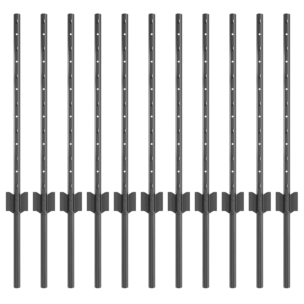 Hekpalen 11 Pcs Grijs 60 Cm Staal