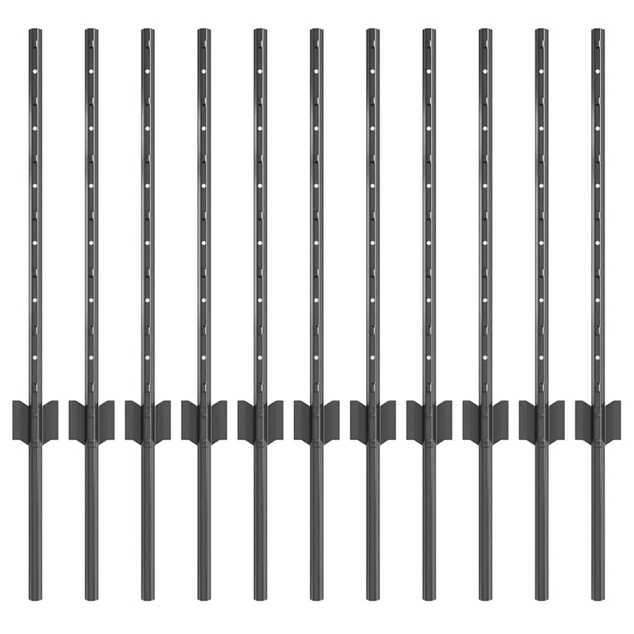 Hekpalen 11 Pcs Grijs 60 Cm Staal