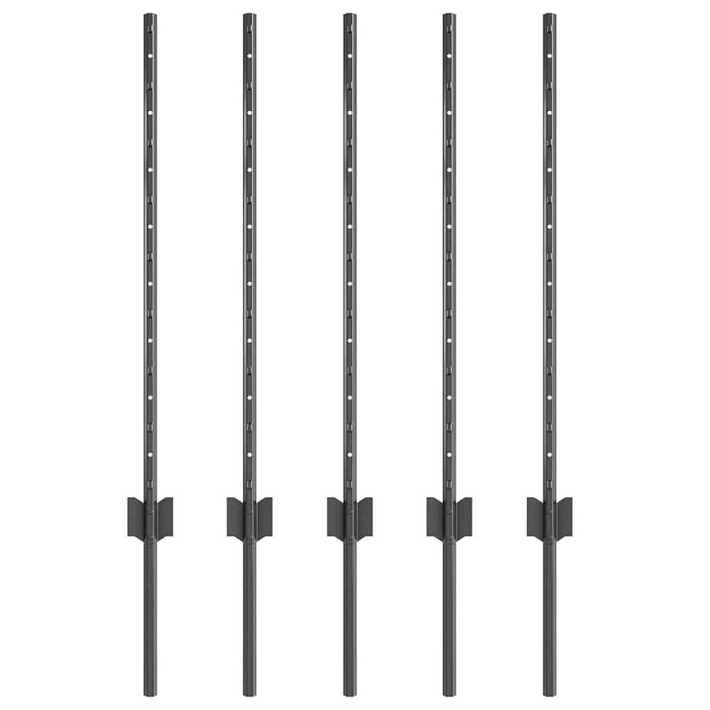 Hekpalen 5 Pcs Grijs 80 Cm Staal