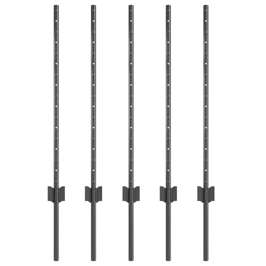 Hekpalen 5 Pcs Grijs 80 Cm Staal