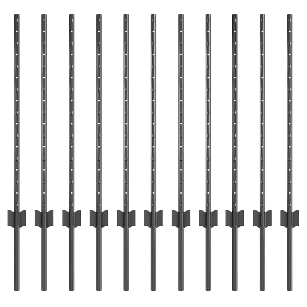 Hekpalen 11 Pcs Grijs 80 Cm Staal