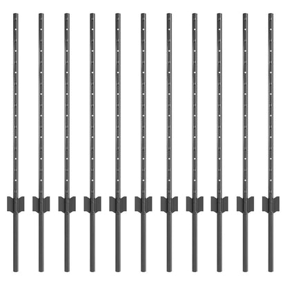 Hekpalen 11 Pcs Grijs 80 Cm Staal
