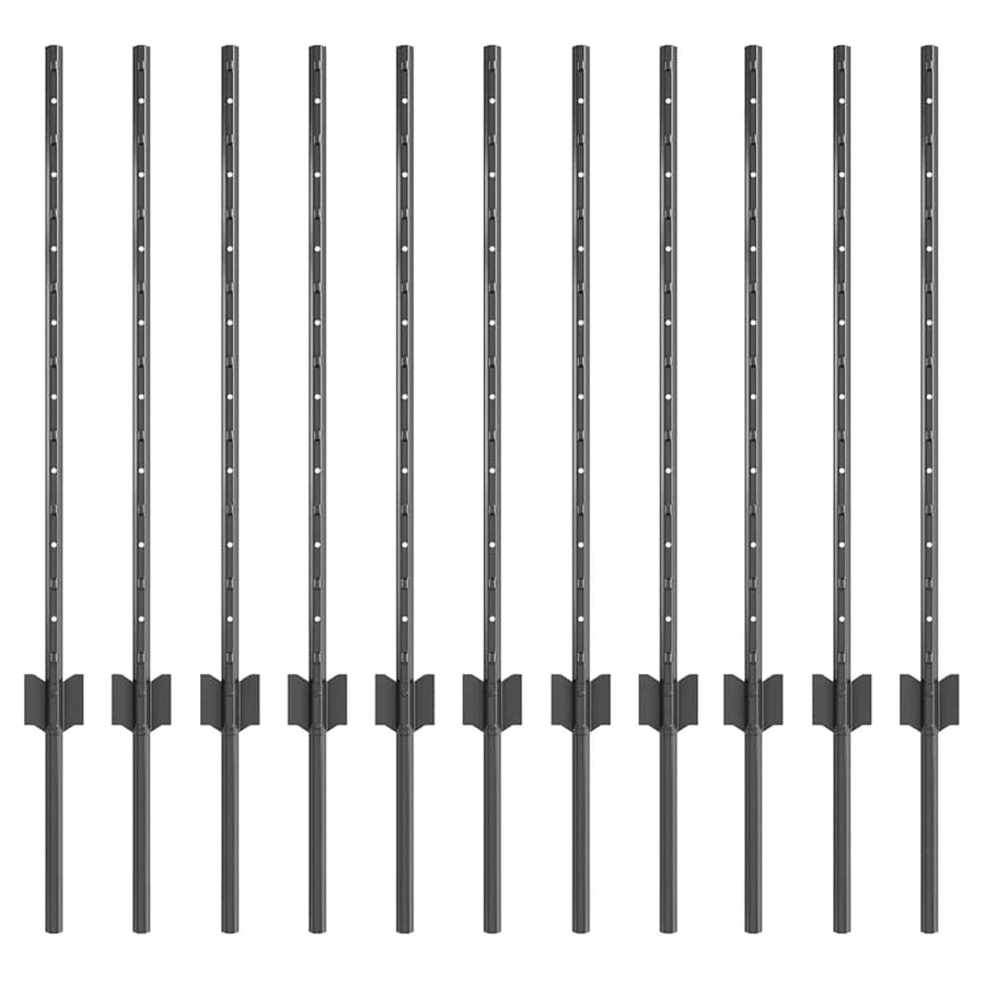 Hekpalen 11 Pcs Grijs 80 Cm Staal