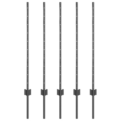 Afrasteringspaal 5 pcs Grijs 100 cm Staal