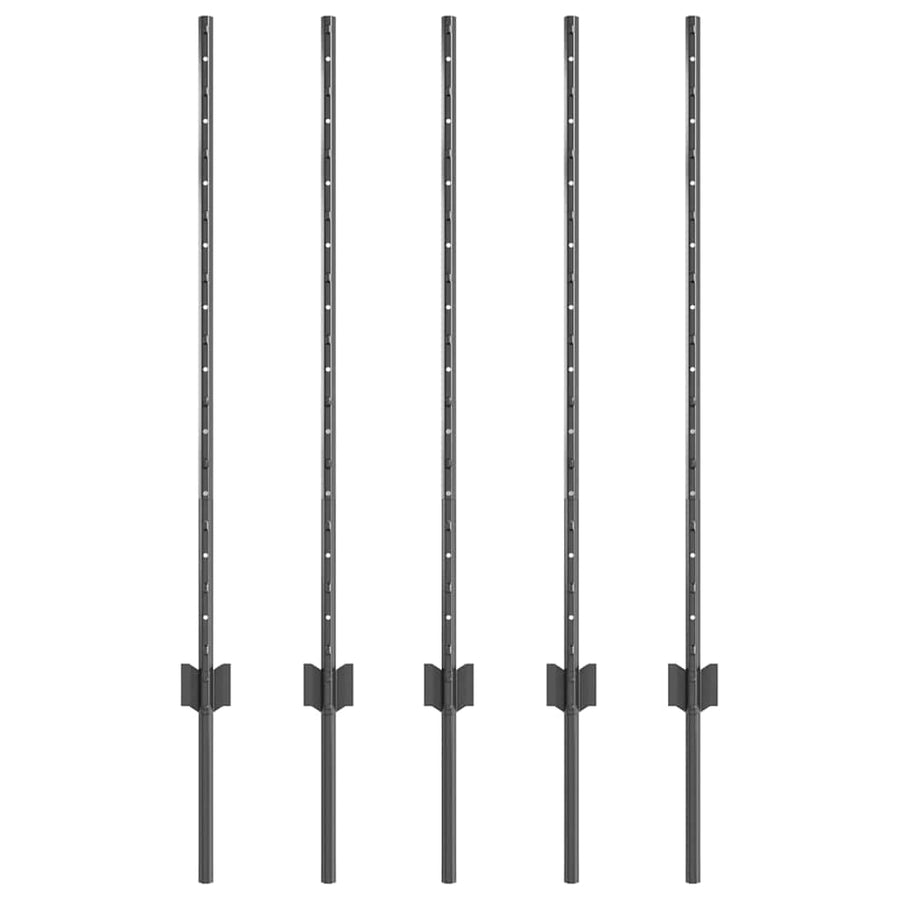 Afrasteringspaal 5 pcs Grijs 100 cm Staal