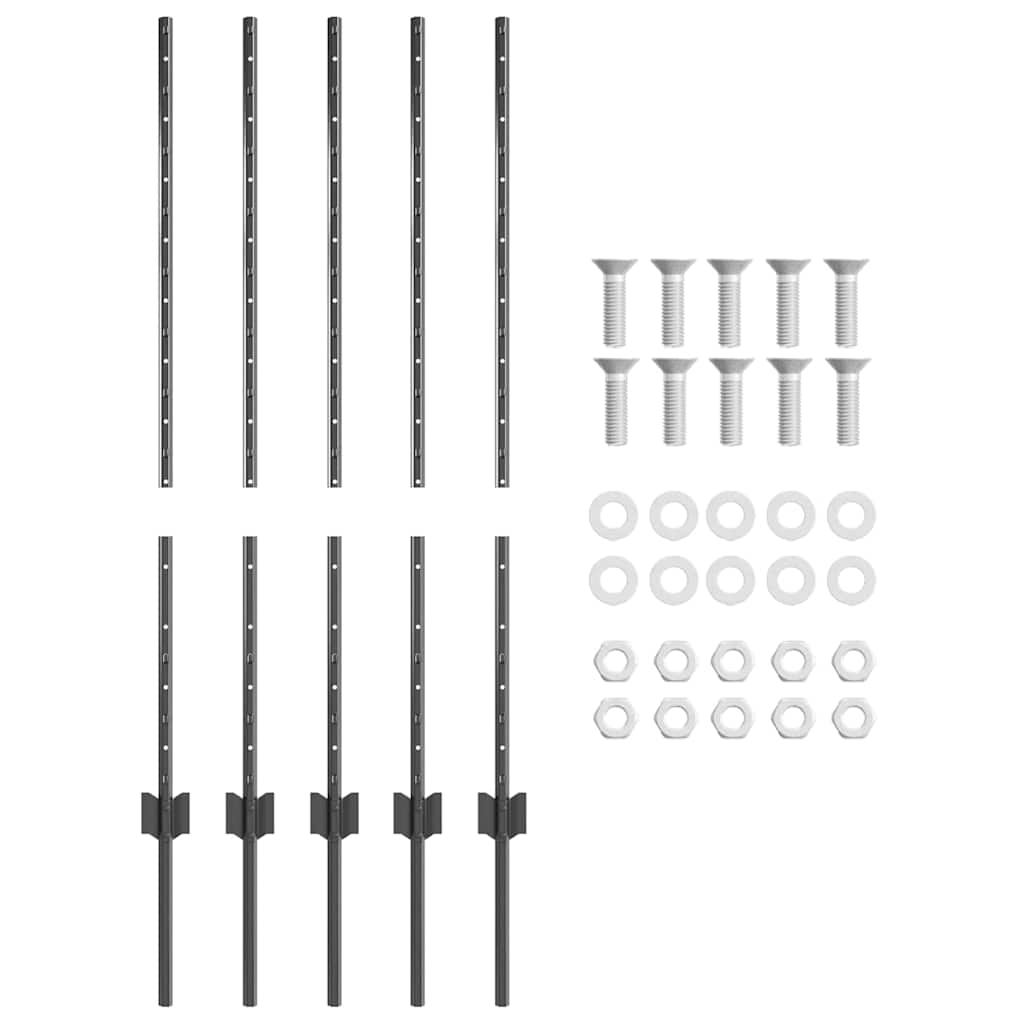Afrasteringspaal 5 pcs Grijs 100 cm Staal