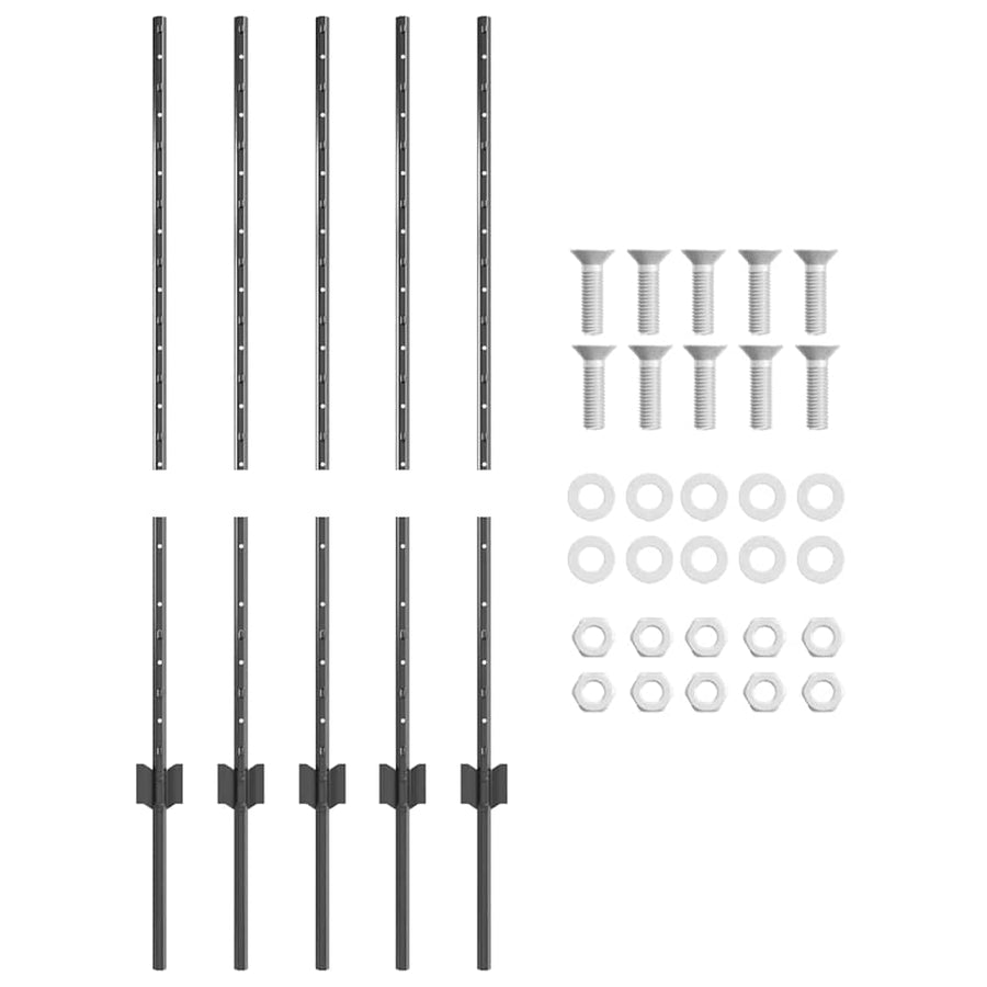 Afrasteringspaal 5 pcs Grijs 100 cm Staal