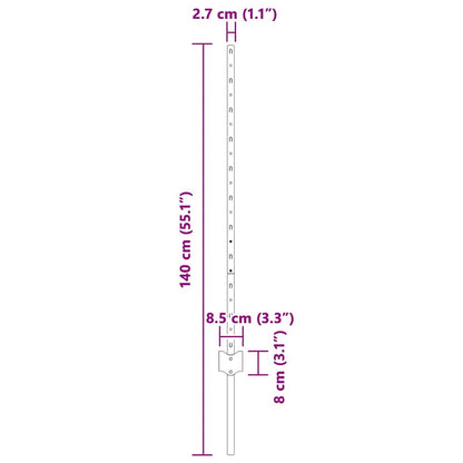 Afrasteringspaal 5 pcs Grijs 100 cm Staal