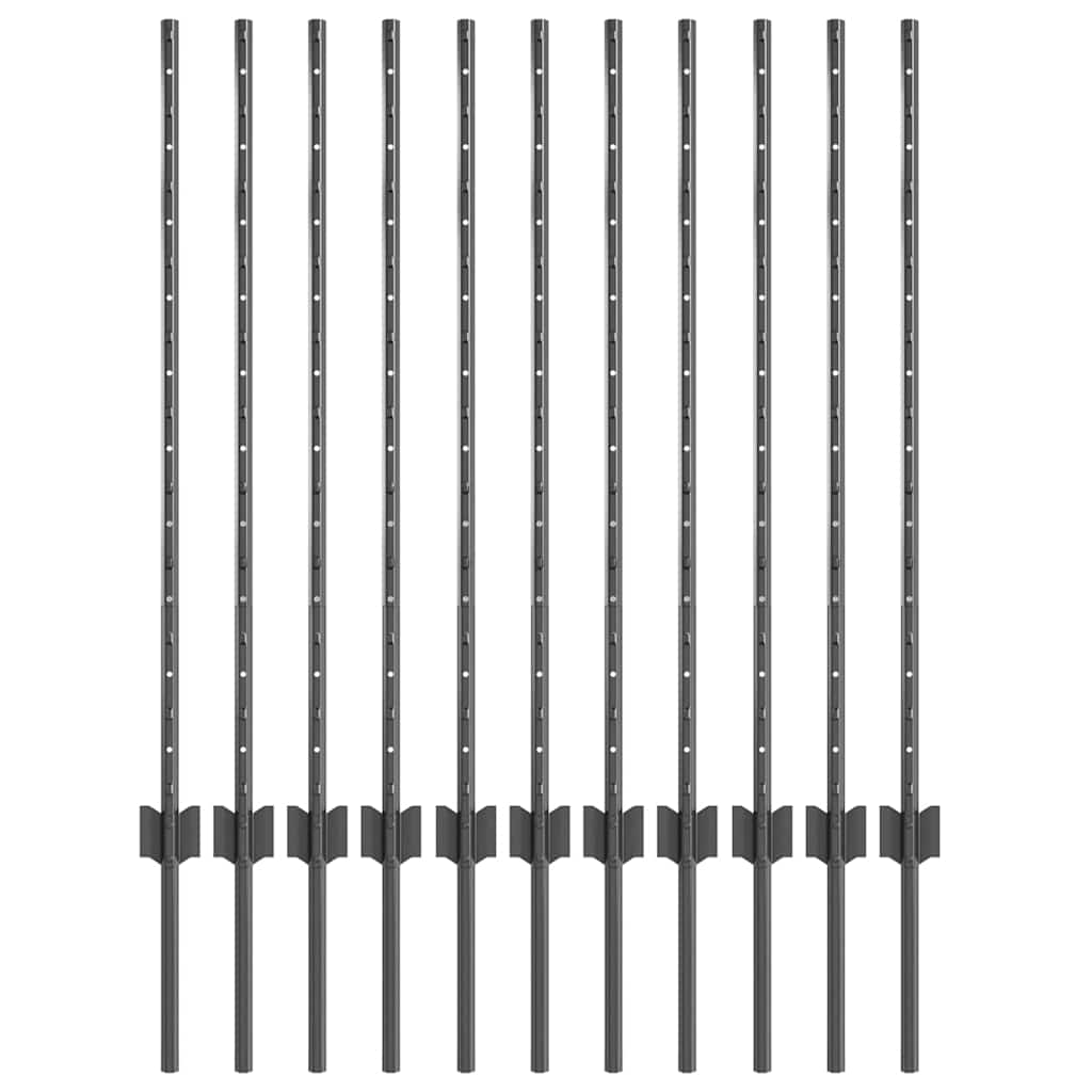 Hekpalen 22 Pcs Grijs 100 Cm Staal