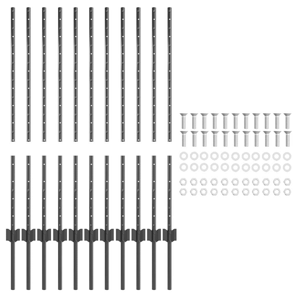 Hekpalen 22 Pcs Grijs 100 Cm Staal
