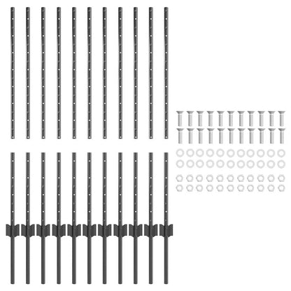 Hekpalen 22 Pcs Grijs 100 Cm Staal