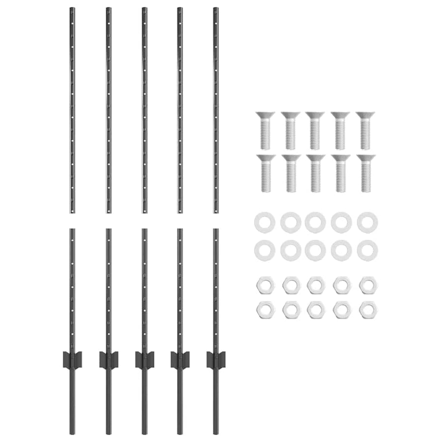 Hekpalen 10 Pcs Grijs 120 Cm Staal