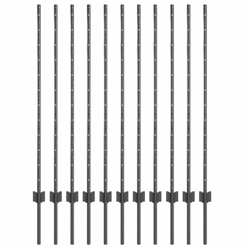 Hekpalen 22 Pcs Grijs 120 Cm Staal
