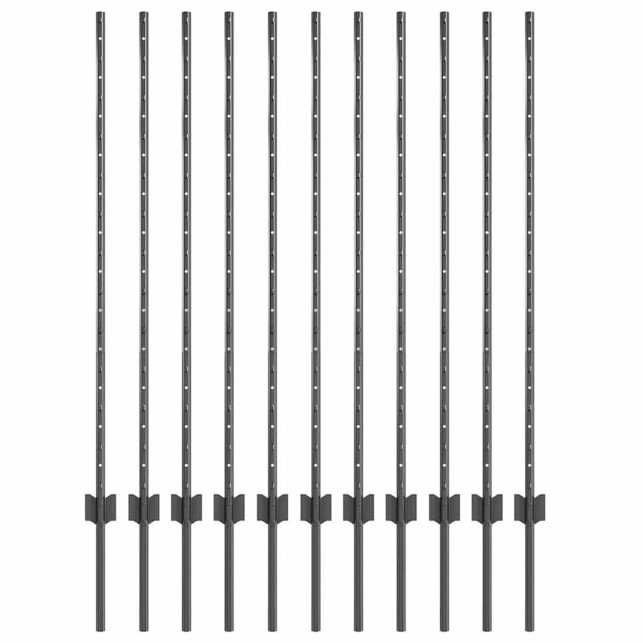 Hekpalen 22 Pcs Grijs 120 Cm Staal