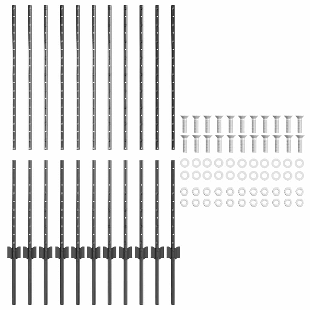 Hekpalen 22 Pcs Grijs 120 Cm Staal
