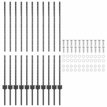 Hekpalen 22 Pcs Grijs 120 Cm Staal