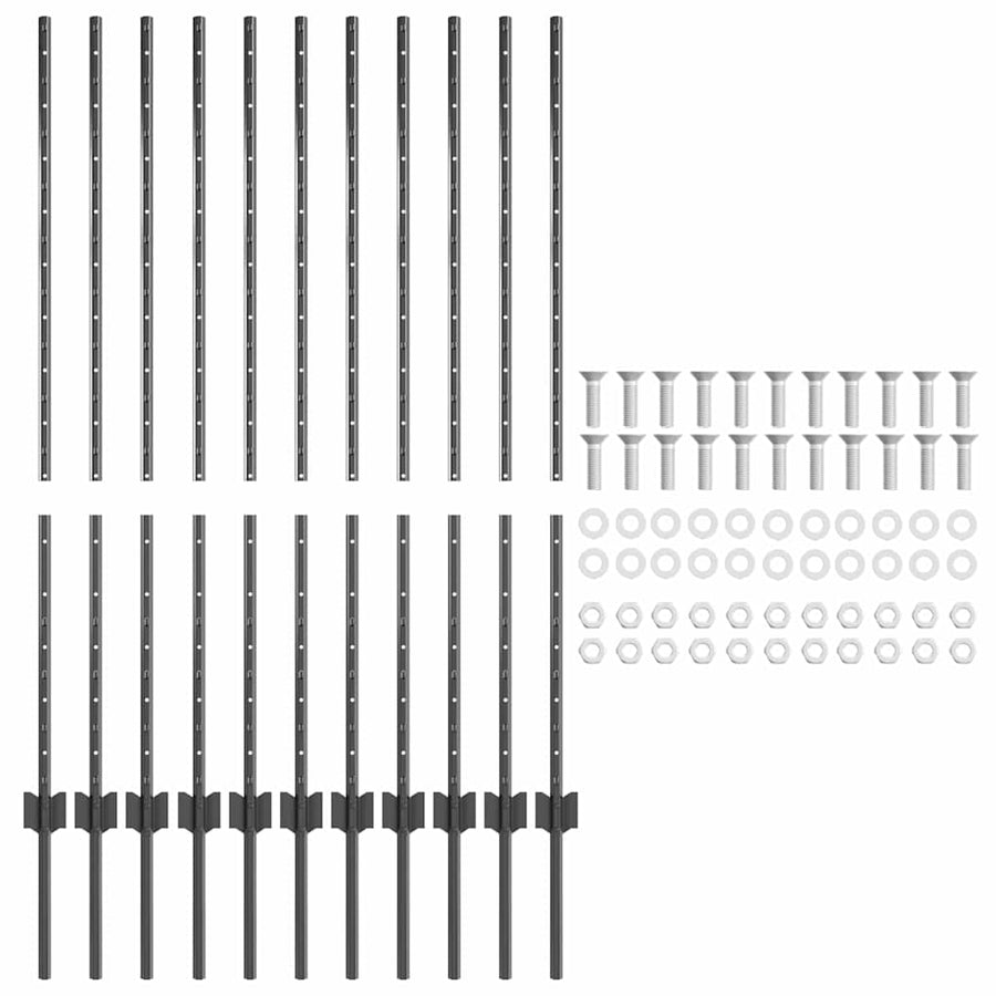 Hekpalen 22 Pcs Grijs 120 Cm Staal