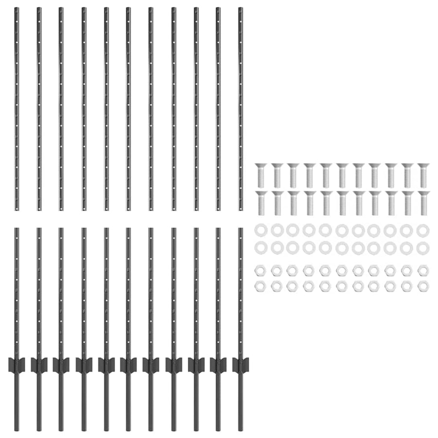 Hekpalen 22 Pcs Grijs 140 Cm Staal