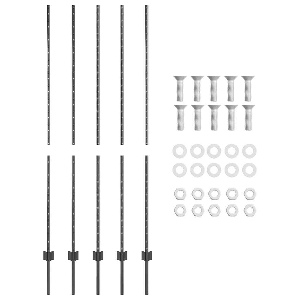 Hekpalen 10 Pcs Grijs 150 Cm Staal