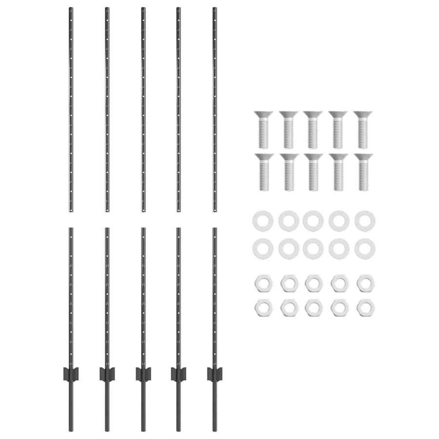 Hekpalen 10 Pcs Grijs 150 Cm Staal