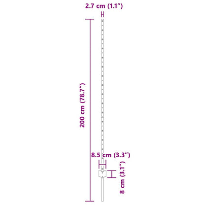 Hekpalen 10 Pcs Grijs 160 Cm Staal