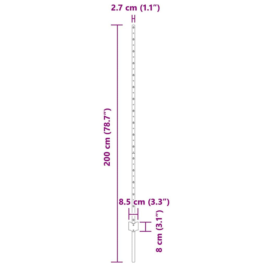 Hekpalen 10 Pcs Grijs 160 Cm Staal