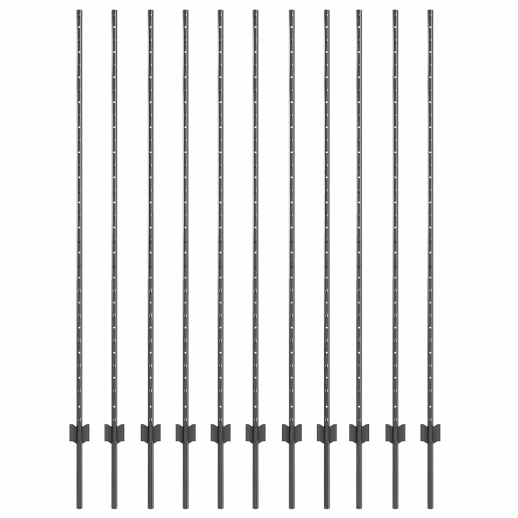 Hekpalen 22 Pcs Grijs 160 Cm Staal