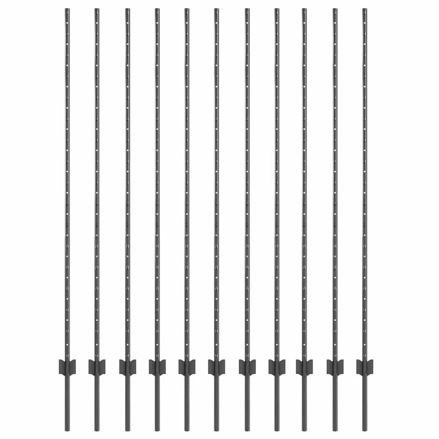 Hekpalen 22 Pcs Grijs 160 Cm Staal