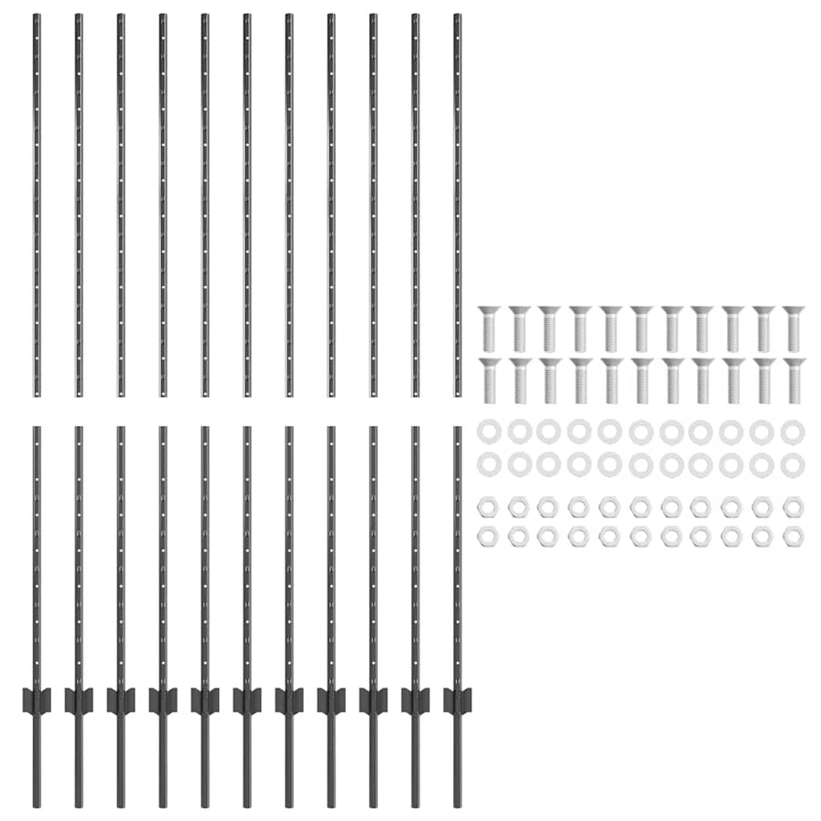 Hekpalen 22 Pcs Grijs 160 Cm Staal