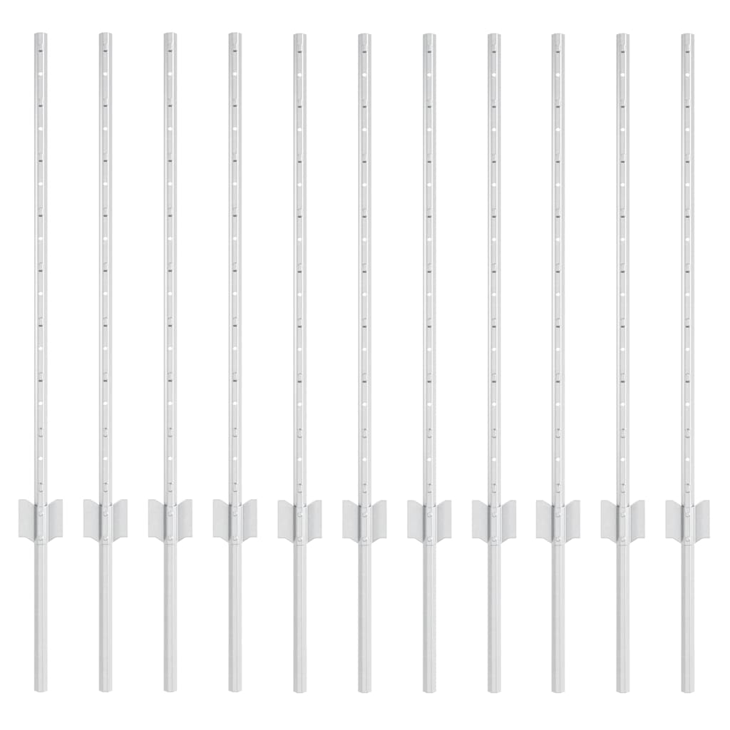 Hekpalen 11 Pcs Zilver 80 Cm Gegalvaniseerd Staal