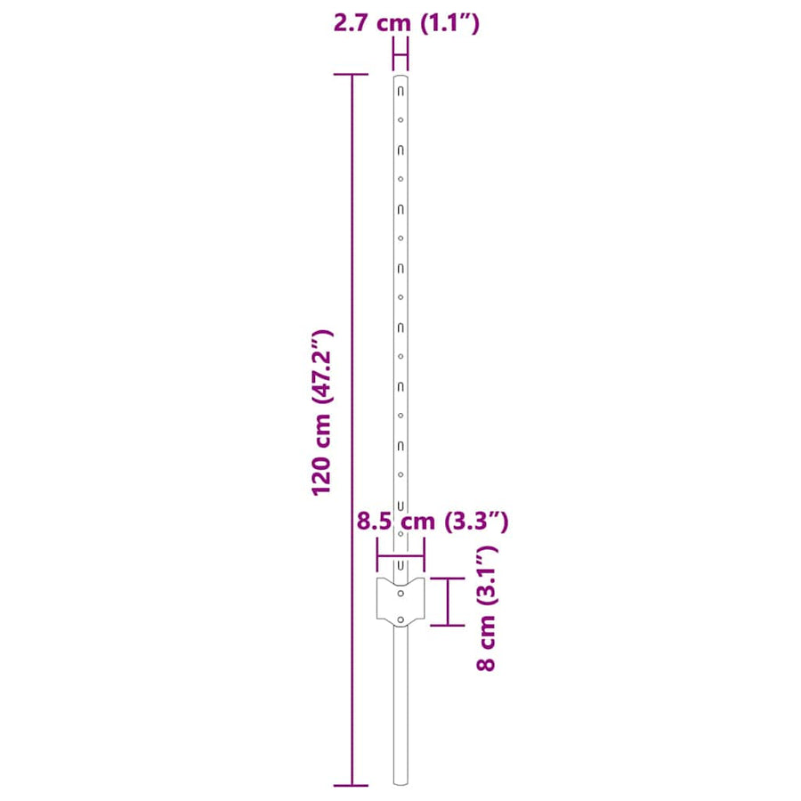 Hekpalen 11 Pcs Zilver 80 Cm Gegalvaniseerd Staal