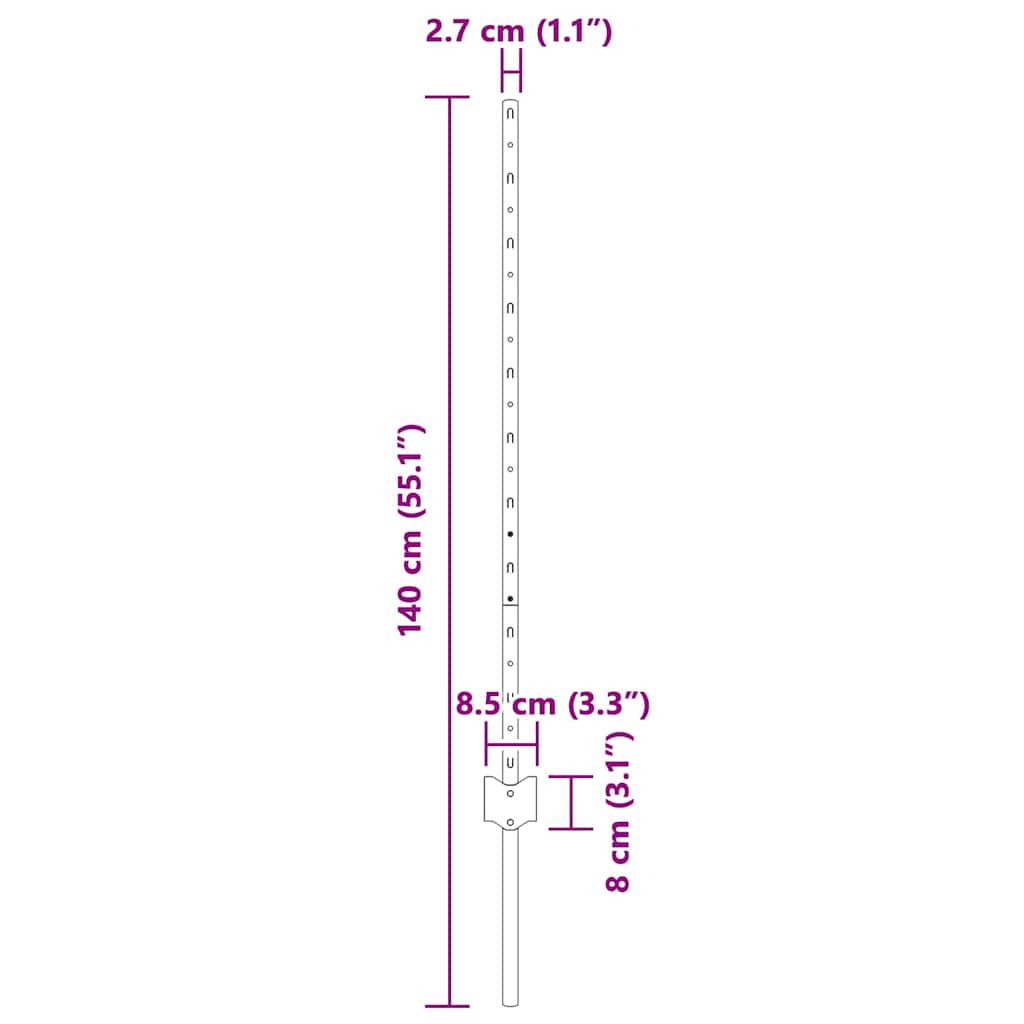 Hekpalen 10 Pcs Zilver 100 Cm Gegalvaniseerd Staal