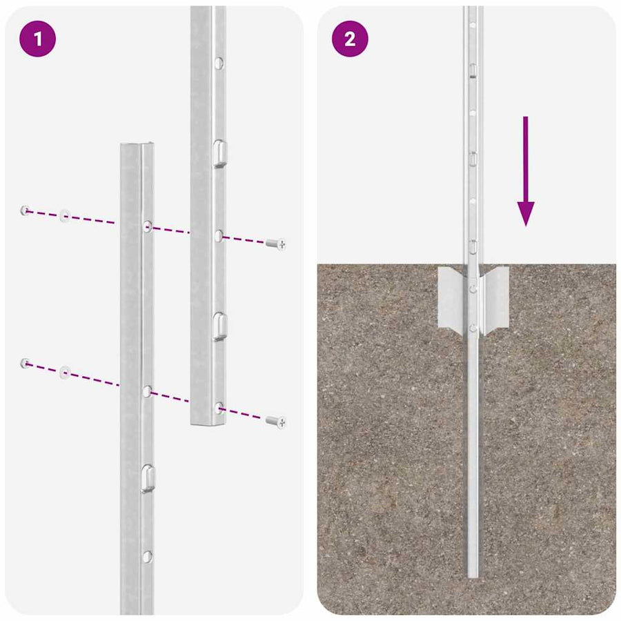 Hekpalen 22 Pcs Zilver 100 Cm Gegalvaniseerd Staal