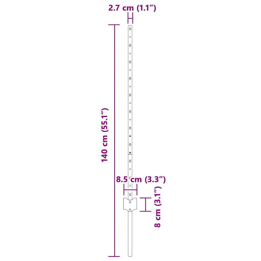 Hekpalen 22 Pcs Zilver 100 Cm Gegalvaniseerd Staal
