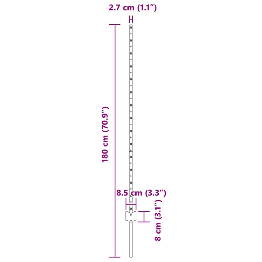Hekpalen 10 Pcs Zilver 140 Cm Gegalvaniseerd Staal