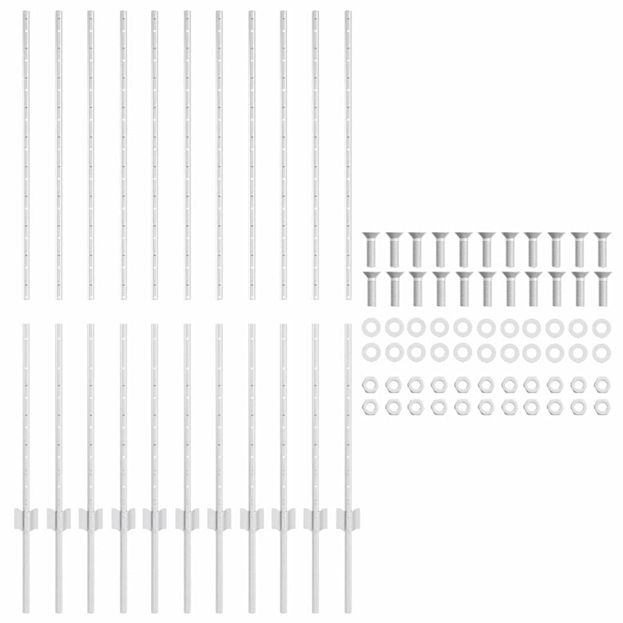 Hekpalen 22 Pcs Zilver 140 Cm Gegalvaniseerd Staal
