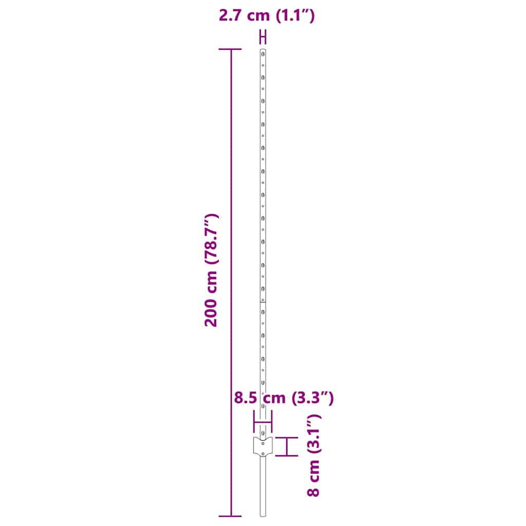 Hekpalen 22 Pcs Zilver 150 Cm Gegalvaniseerd Staal
