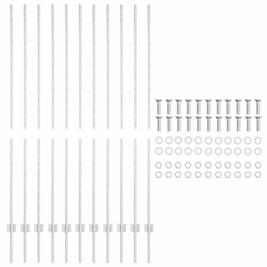 Hekpalen 22 Pcs Zilver 160 Cm Gegalvaniseerd Staal