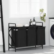 Wasmand 3 vakken met plank zwart eiken