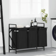 Wasmand 3 vakken met plank zwart eikenkleurig